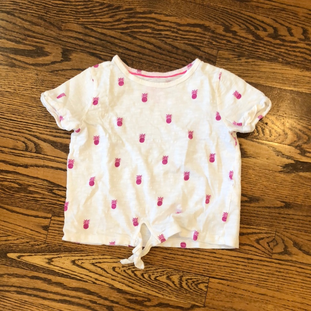 Mini Boden girls front tie pineapple tee size 7-8